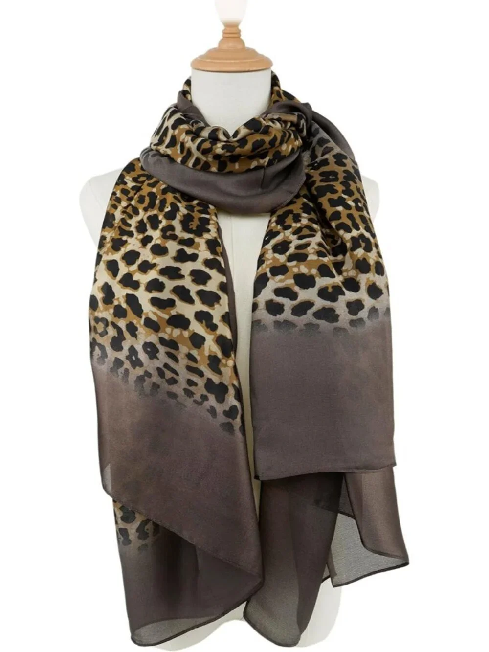 Women's Brown-Leopar Scarve Long Skinny Silky Lightweight Sunscreen Shawls Wraps